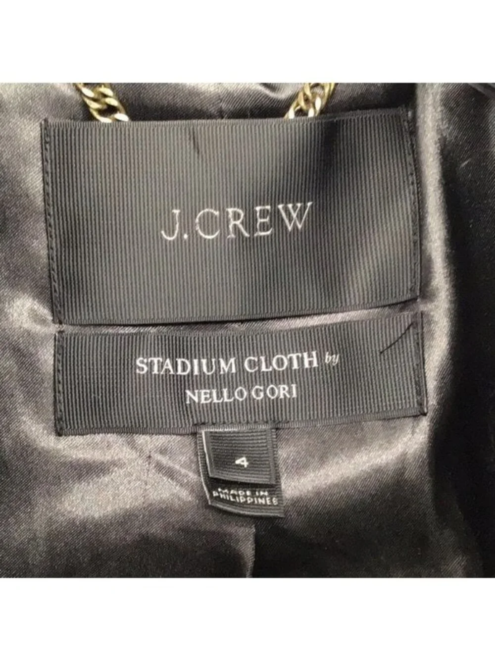 J.Crew Womens Black Stadium Cloth Coat By Nello Gori With Zip & Button Closure S